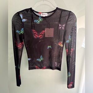 NWT Superdown ARI Butterly Mesh top